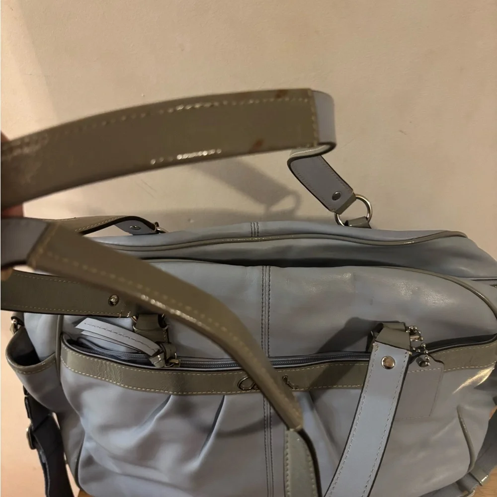 COACH ADDISON MULTI FUNCTION DIAPER BAG SATCHEL SKY BLUE LEATHER F18374 CROSSBOD